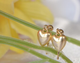 Tiny 14k Gold Filled Heart Stud Earrings: Domed Minimalist Jewelry