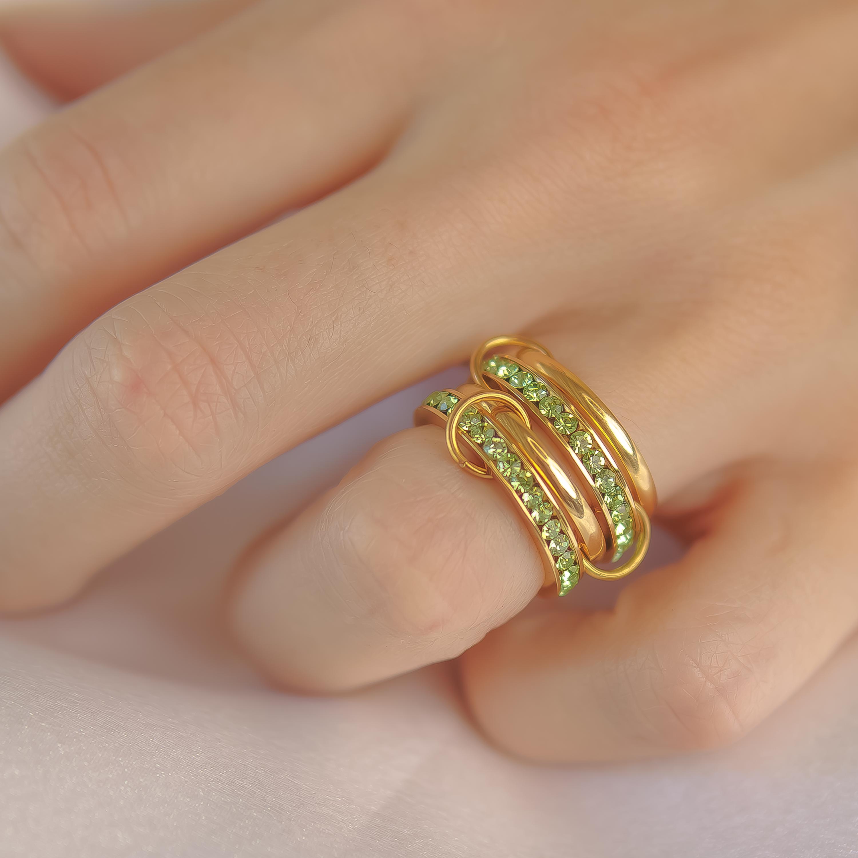 Interlocking Birthstone Ring: 18k Gold Eternity Stacking Rings