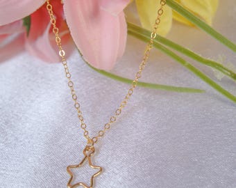 14k Gold Filled Star Necklace: Minimalist Layering Pendant
