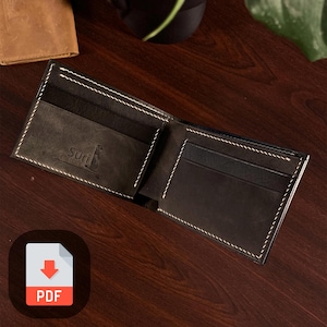 Leder Geldbörse Schnittmuster - PDF Nähvorlage - Schlanke Bifold Geldbörse - DIY Kartenhalter mit Versteckten Taschen - Minimalistisches Bargeld Design