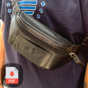 Molde em PDF para bolsa de cintura transversal artesanal em couro – pochete estilosa – bolsa tiracolo funcional