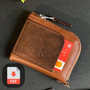 Mönster för läderplånbok med dragkedja: Vikbar med myntficka (PDF-sömnadsmall)