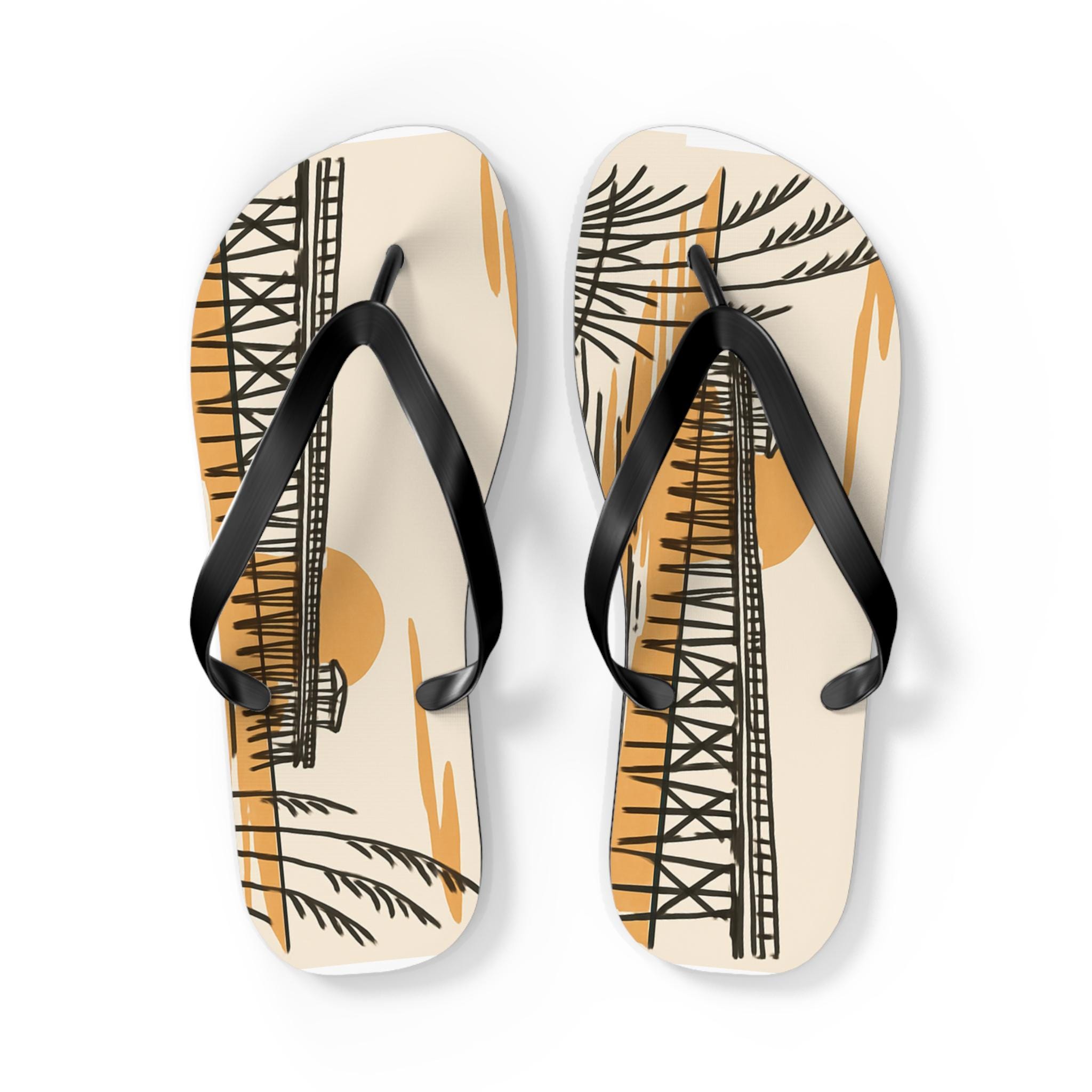 Tropical Sunset Flip Flops, Vacation Sandals, Beachwear, Summer Slides, Poolside Footwear, Fun Gift for Beach Lovers