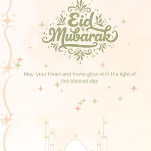 2 Cartões Eid Mubarak Editáveis | Cartões de Saudação Islâmicos para Imprimir | Designs de Luxo, Modernos e Infantis | Modelo Canva | Download Digital