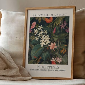 Philippines Flower Market Print, Sampaguita Poster, Filipino Wall Art, Botanical Print, Jasmine Floral Decor, Tropical Poster, Filipino Gift
