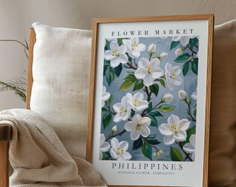 Filipino Sampaguita Print, Philippines Flower Market Botanical Art