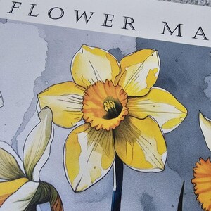 Personalized aluminum anniversary print featuring daffodils, created as a tin anniversary gift for a couple celebrating their 10 year wedding anniversary