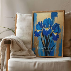 Tennessee Flower Market Print, Botanical Iris Poster, Tennessee State Flower Artwork, Vintage Flower Market Wall Art, Tennessee Wall Decor