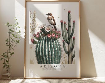 アリゾナの裏庭の鳥のフィールドガイドアートプリント / 水彩画