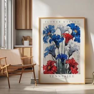 Tennessee Flower Market Print, Iris Wall Art, Tennessee State Flower Print, Botanical Poster, Southern Floral Decor, Vintage Nature Artwork