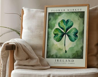 Ireland Flower Market Print, Ireland Print, Shamrock Poster, Ireland Poster, Irish Gifts, Irish Botanical Wall Art, St. Patrick’s Day Gift
