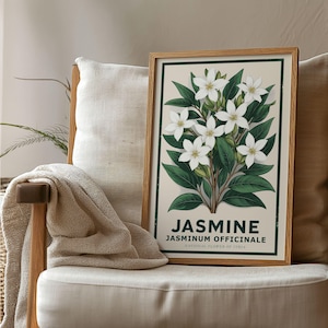 Syria Flower Market Print, Jasmine Poster, Vintage Botanical Travel Poster, Jasmine Wall Art, Botanical Print, Jasmine Floral Decor, Gift