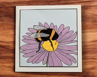 Biene Grüße Karte: Hand Gezeichnet Floral Blanko Karte