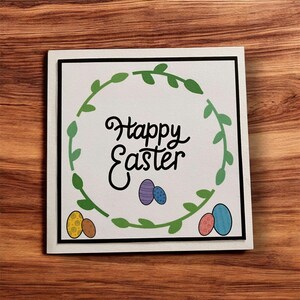 Kranz Frohe Ostern handgezeichnete leere Grußkarte - Ostern - religiöse Karte - Karten für Kirche