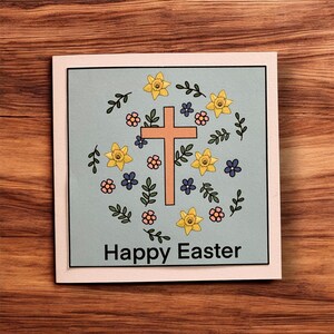 Biglietto di auguri religioso pasquale vuoto disegnato a mano - Biglietto di buona Pasqua - Biglietti per la religione - Biglietto per la chiesa