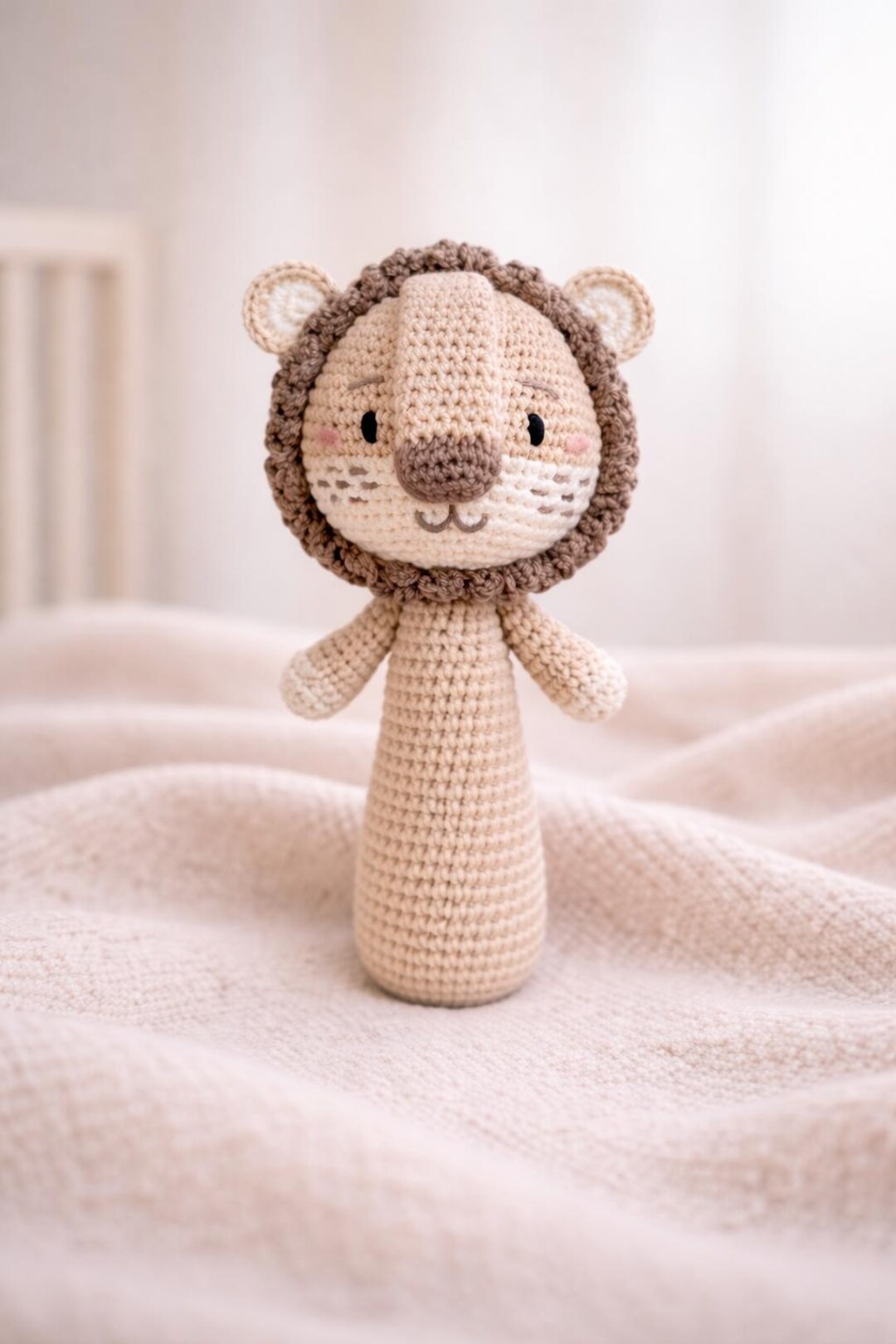 Crochet Lion Rattle | Organic Cotton Baby Toy, Neutral Nursery Gift - Etsy