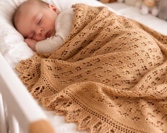 Modello per copertina da neonato Aurora Lace lavorata a maglia: motivo a rombi, bordo elegante (modello in PDF)