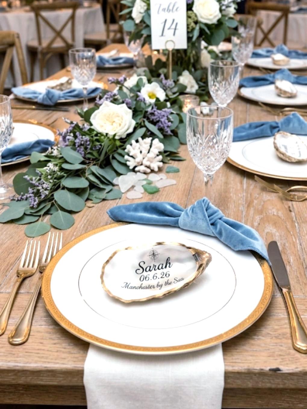 Shell Name Place Setting WEDDING NAMES Place Seatings With Take Home Keepsake for Guests ...