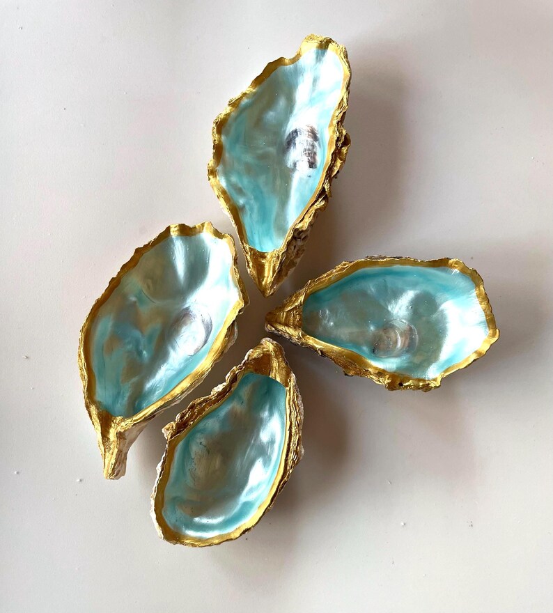 Shell Gold Rim Glossed Oyster Shells, Gold Trim, Easter Spring Decor - Etsy