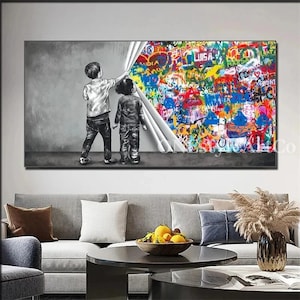 Graffiti Kind Onbedekte Kleurrijke #2 Liefde Hoop Canvas Bansky Schilderij Wall Art Foto Voor Woonkamer Decor
