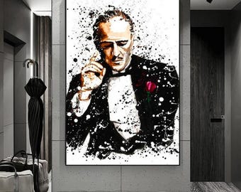 Der Pate Leinwandkunst: Don Vito Corleone Aquarell Graffiti - Moderner Film Wohnkultur