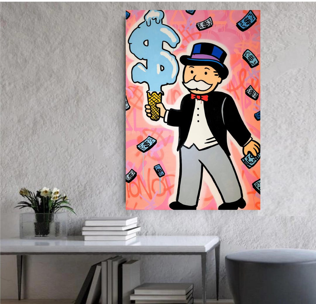 Monopoly Man With Ice Cream Dollar Cone and Money Colorful Graffiti ...