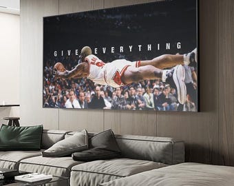 NBA - Give Everything Dennis Rodman Motivational Quote Basketball Canvas Painting Wall Art