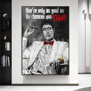 Scarface Tony Montana Series Motivational Quote Dollars/Money/Cash Canvas Painting Wall Pictures Bedroom Office Home Decor