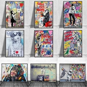 Banksy Love Art Canvas Funny Monkeys Graffiti Street Art Wall Pictures For Modern Home Room Decor