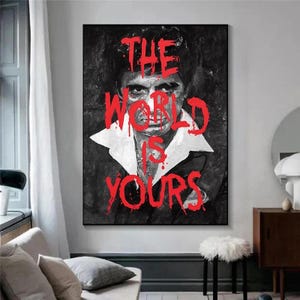 Scarface The World is Yours Movie Poster Tony Montana Painting Wall Art Canvas Prints Decoration