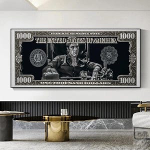 Plakat na płótnie „Człowiek z blizną”: plakat filmowy „Tony Montana”, dekoracja ścienna do domu