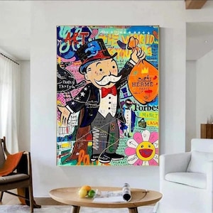 Alec Monopoly Graffiti Wall Art Money Canvas Paintings Posters The World Is Yours Modern Home Decor