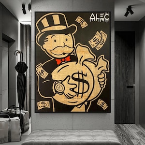 Alec Monopoly Canvas Print: Rich Uncle Pennybags on Vintage Newspaper
