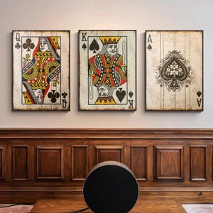 Vintage Poker Poster Spielkarten Queen King Dekorative Gemälde Poster und Drucke Leinwand Wandkunst Bild Bar Pub Home Decor