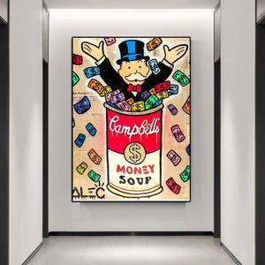 Alec Monopoly Graffiti Art Canvas Print: Big Rich Man, Money Soup