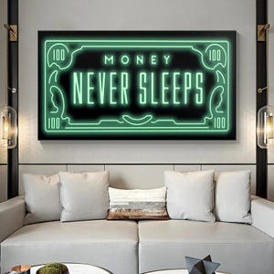 Money Never Sleeps Canvas Art Posters And Prints Inspiring Phrases Abstract Paintings On The Wall Pictures Home Decor Cuadros