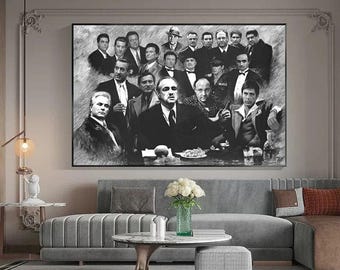 Pôster de colagem do filme Máfia: Scarface, O Poderoso Chefão, Os Bons Companheiros