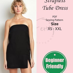 Off Shoulder Bodycon Dress Pattern | Mini Dress PDF Pattern | Summer Dress Pattern | Slit Tube Dress Sewing Pattern | XS-XXL Sizes