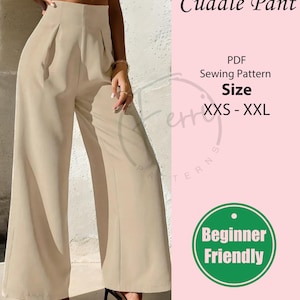 Cuddle Linen Pant Sewing Pattern | Wide Leg Pants Pattern | Linen Trousers Pattern PDF | Palazzo Pants Pattern | XXS-XXL Sizes