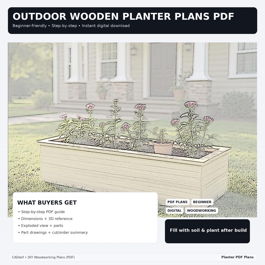 DIY Wooden Planter Box Plans PDF (48") | Beginner Woodworking Plan ...