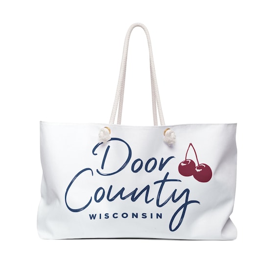 Cherry Weekender Bag, Door County Beach Tote, Wisconsin Gift