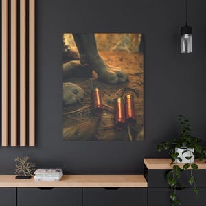 Huellas de perro de caza con casquillos usados Lienzo / Cuadro de pared mate estirado