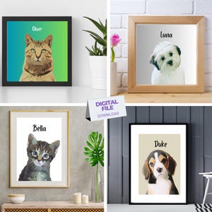 Personalized Digital Pet Portrait, Pet Art, Pet Lover Gift Idea, Unique Pet Illustration Gift, Wall Art Dog