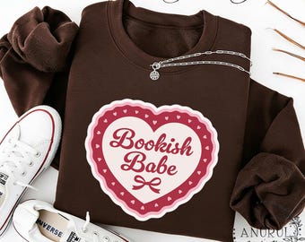 Heart Bookish Babe Unisex Crewneck Sweatshirt/Hoodie,Cozy Sweatshirt,Various style/color,Pure Cotton Vintage Sweatshirt,Friend Gift Idea