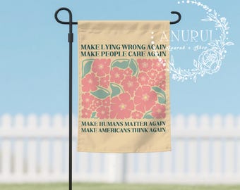 Political Floral Garden Flag,Anti-Trump Lawn Sign,Racial Equality Colorful Garden Flag,Progressive Outdoor Decor,Democrat Gift,Kindness Flag