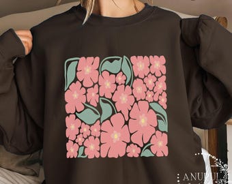 Stylish Flowers Unisex Crewneck Sweatshirt/Hoodie,Cozy Sweatshirt,Various style/color,Pure Cotton Vintage Sweatshirt,Mother's Day Gift Idea