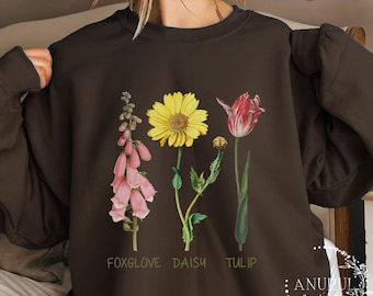 Flower Lovers Unisex Crewneck Sweatshirt/Hoodie,Cozy Sweatshirt,Various style/color,Pure Cotton Vintage Sweatshirt,Mother's Day Gift Idea