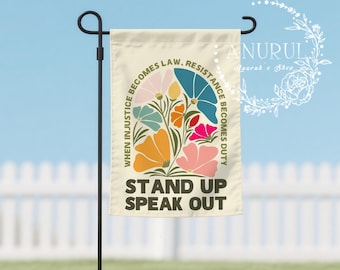 Stand Up Speak out Garden Flag,Anti-Trump Yard Sign,FDT Floral Garden Flag,Progressive Outdoor Decor,Democrat Gift,Protest Sign,Hands Off