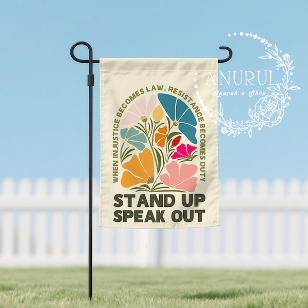 Stand Up Speak out Garden Flag,Anti-Trump Yard Sign,FDT Floral Garden Flag,Progressive Outdoor Decor,Democrat Gift,Protest Sign,Hands Off