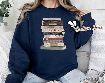 Custom Book Year Unisex Crewneck Sweatshirt/Hoodie,Cozy Sweatshirt,Various style/color,Pure Cotton Vintage Sweatshirt,Book Lover Gift Idea